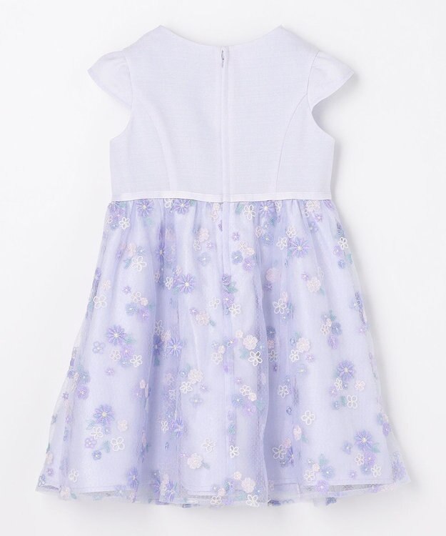 ANY KIDS 花柄刺繍ワンピース ラベンダー
