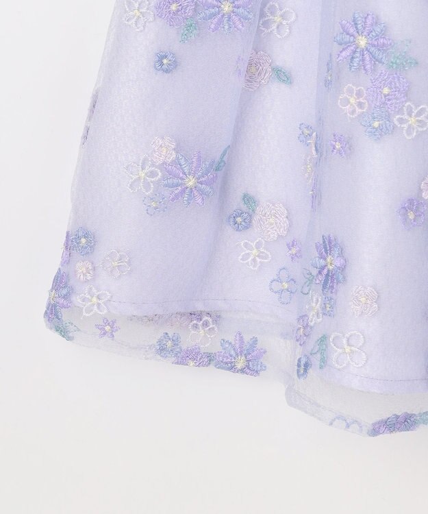 ANY KIDS 花柄刺繍ワンピース ラベンダー