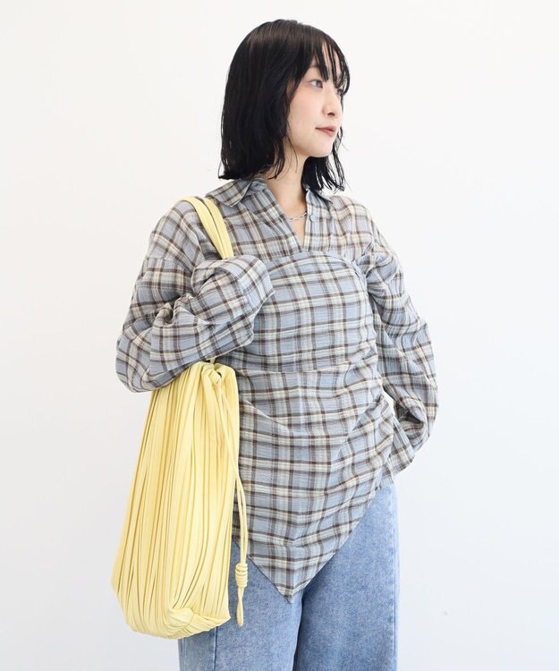 Green Parks プリーツドロストトートバッグ Yellow