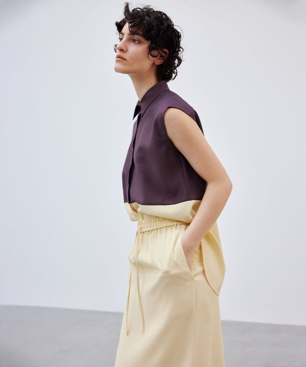 BEIGE， 【洗える】SERBES / ノースリーブブラウス Bordeaux×Cream