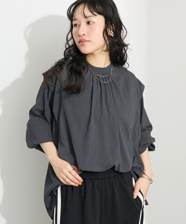 CRAFT STANDARD BOUTIQUE ヴィンテージボイルショルダータックブラウス Charcoal Gray