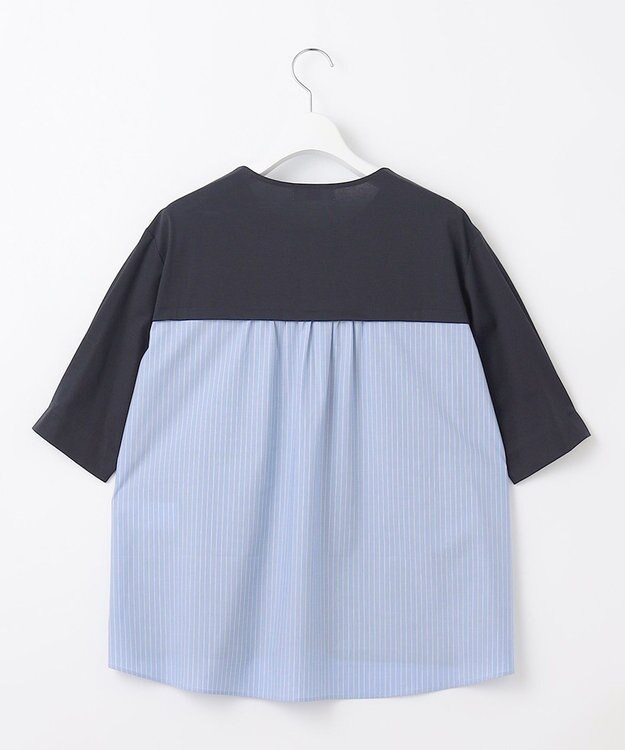 J.PRESS LADIES L プレーティングジャージー ブロッキング カットソー ネイビー系