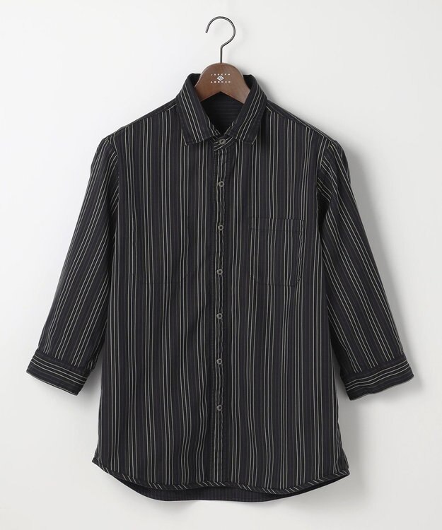 JOSEPH ABBOUD 【2WAY・リバーシブル・七分袖】リバーシブルストライプ シャツ ダークブラウン系1