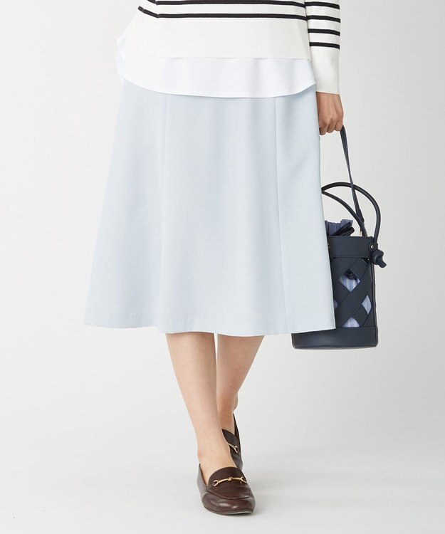 J.PRESS LADIES 【洗える・シワになりにくい】Garudaツイル フレアー スカート サックスブルー系