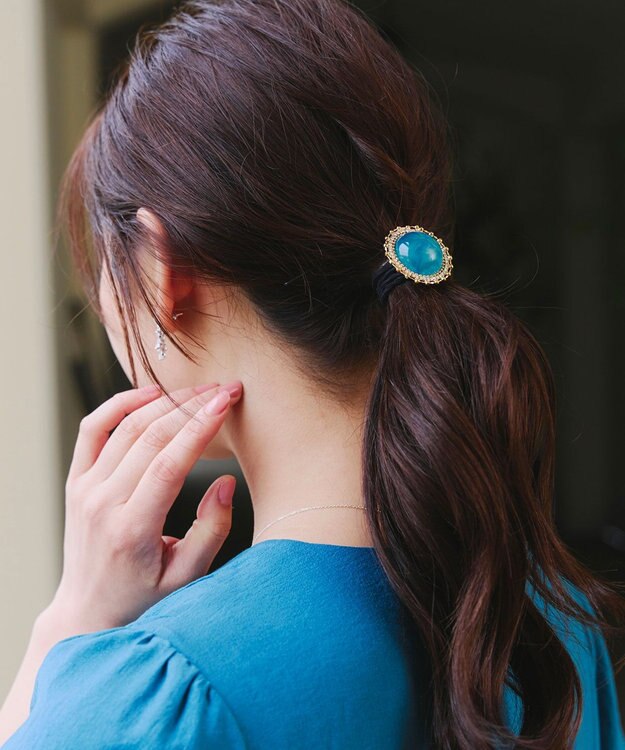 Tiaclasse ポイントカラーストーンゴム　 ターコイズ