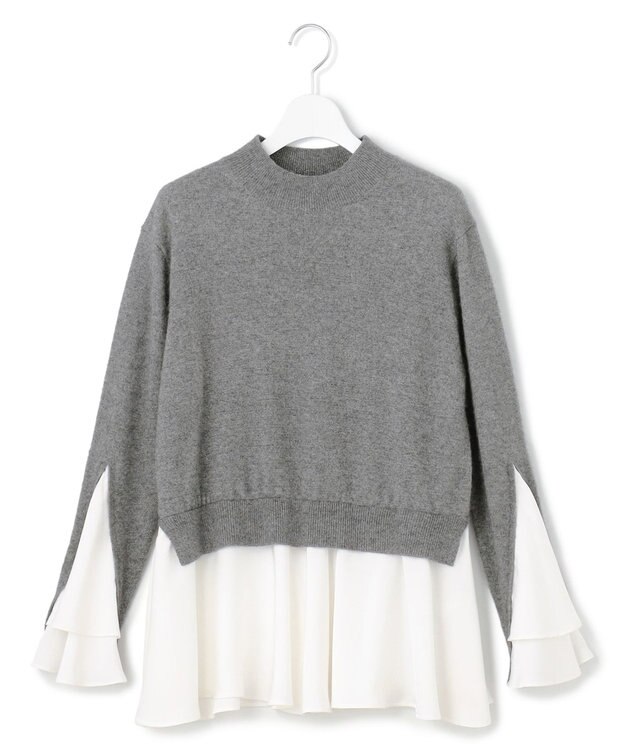 23区 L 【23区×Oggiコラボ】フレアサテンコンビ ラメニット グレー系