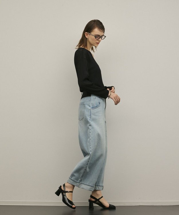 GRACE CONTINENTAL ラメリブクルーニットトップ ブラック