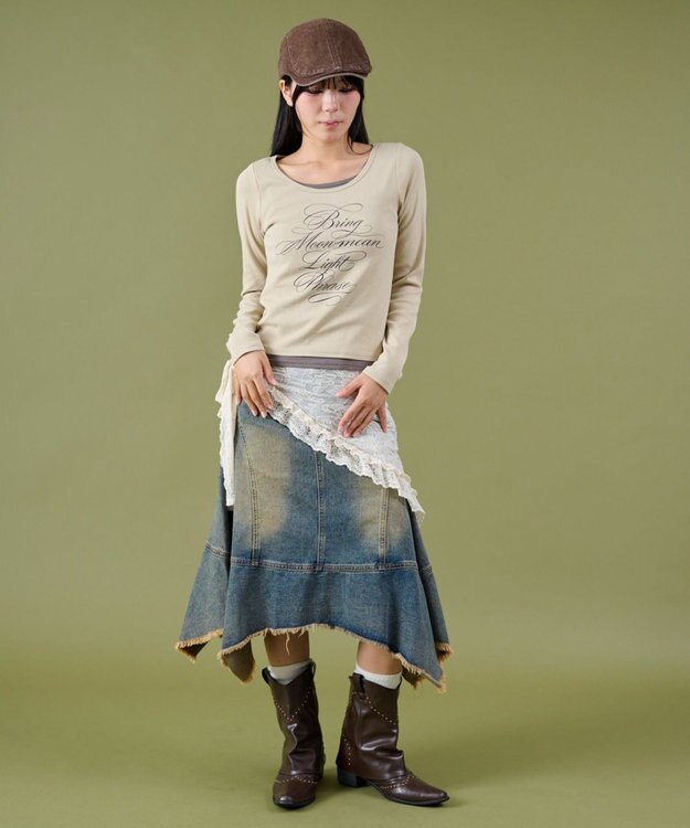 WEGO レイヤードグラフィックTOP ベージュ