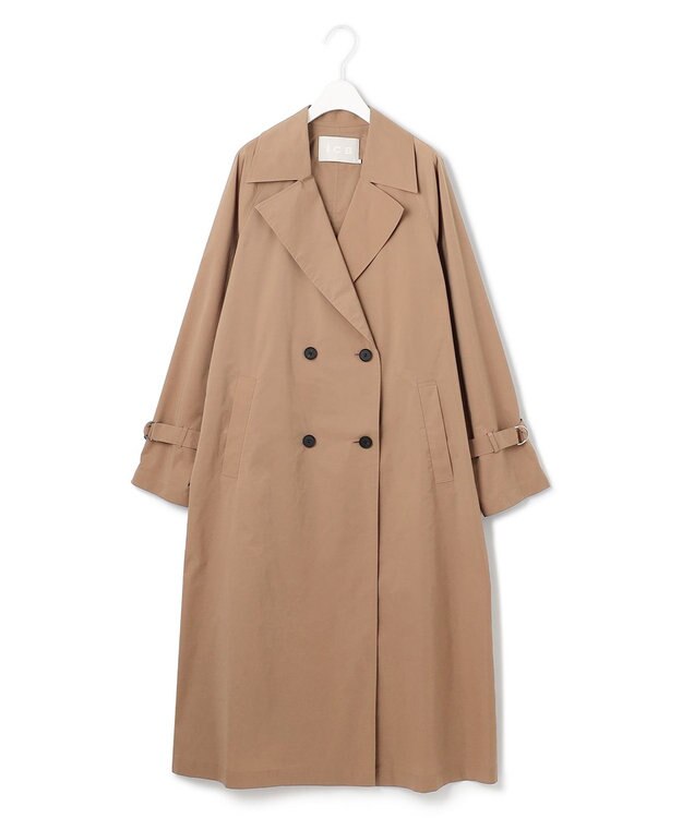 ICB 【撥水加工】 メモリーストレッチタフタ トレンチコート アンバーベージュ系