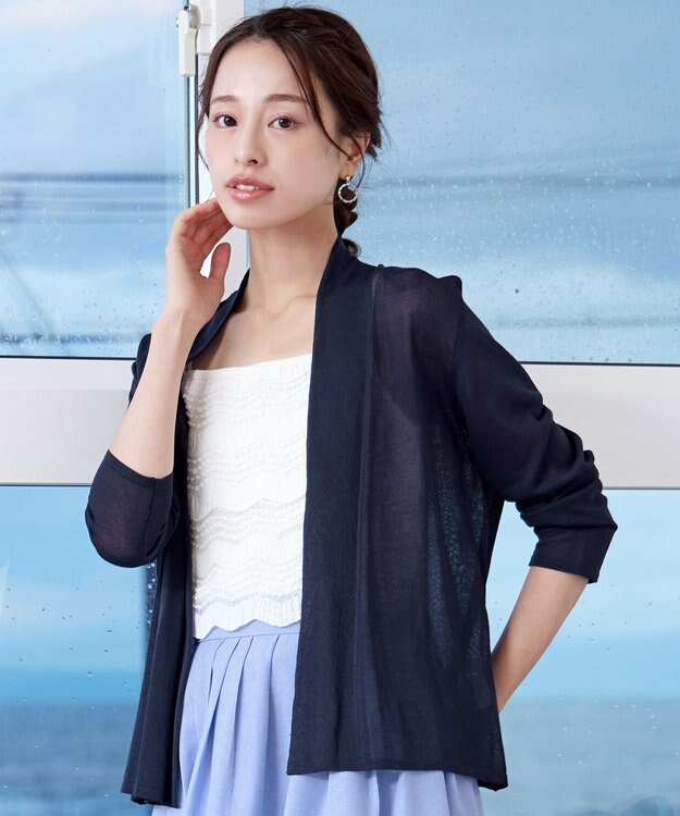 Tiaclasse L 【小倉優子さん着用・UVケア・接触冷感】ショートトッパーカーディガン ネイビー
