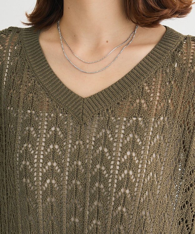 Green Parks 透かし編みニットチュニック Black