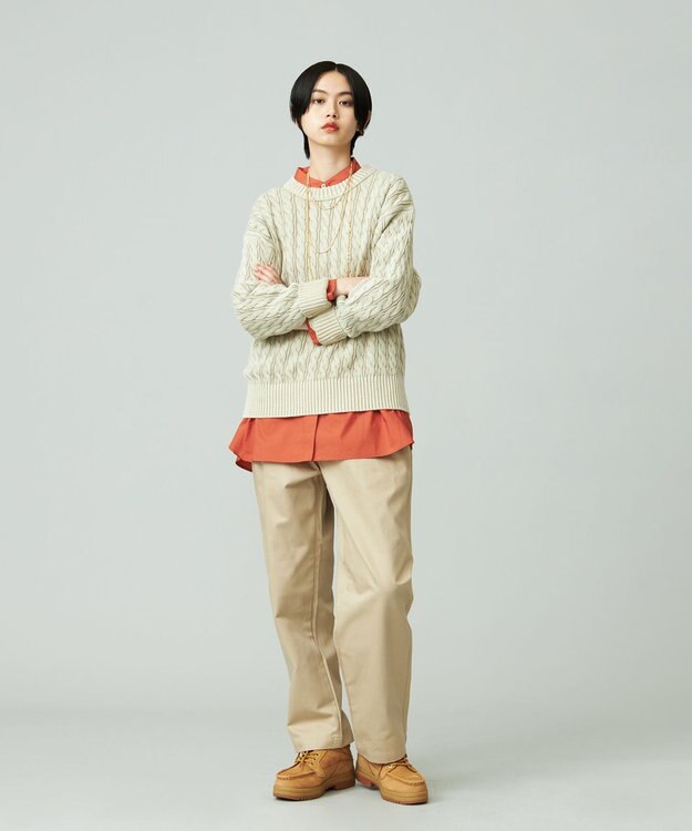 J.PRESS YORK STREET 【UNISEX】ピグメントコットン ケーブルニット ベージュ系
