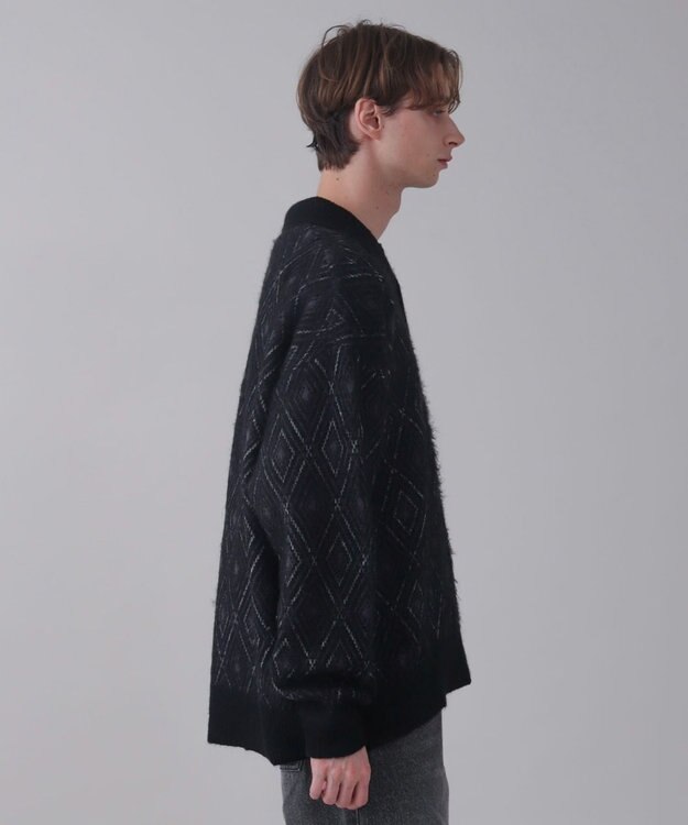 WEGO 【ユニセックス着用ITEM】アーガイルニットポロ ブラック