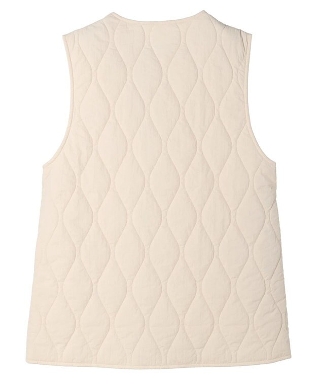 Green Parks ヒョウタンキルトミドル丈ベスト Ecru