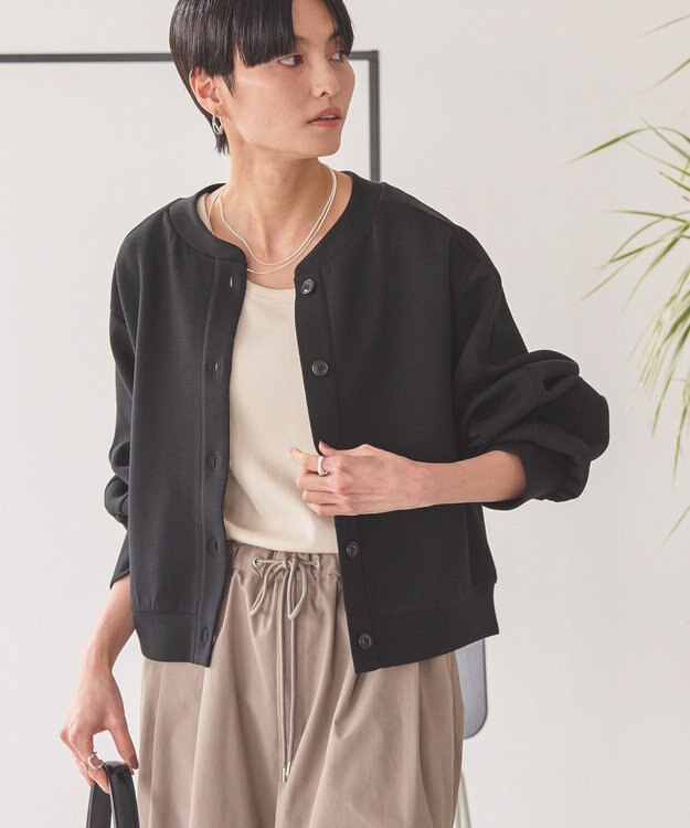 AMERICAN HOLIC ポンチクルーネックカーディガン Black