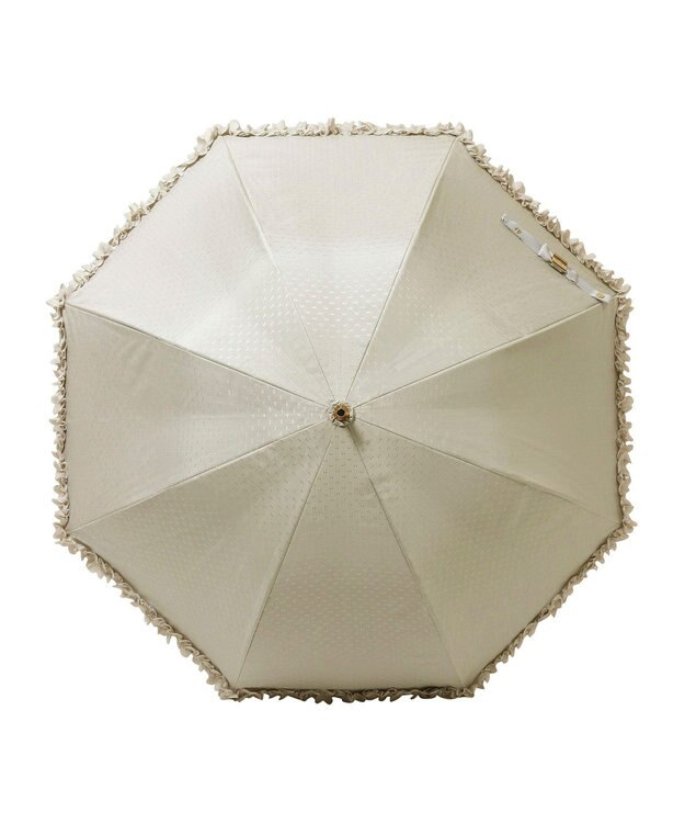 MOONBAT 【晴雨兼用日傘】LANVIN en Bleu (ランバン オン ブルー) 長傘 ドビーフリル 遮光 遮熱 UV ベージュ（無地）