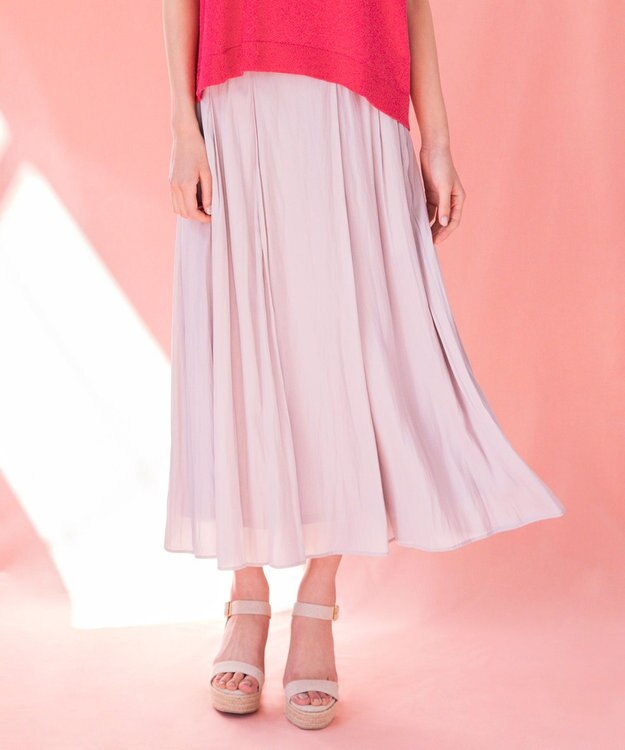 組曲 L 【大人気シリーズ】ギャザーライトデシン スカート ベージュ系