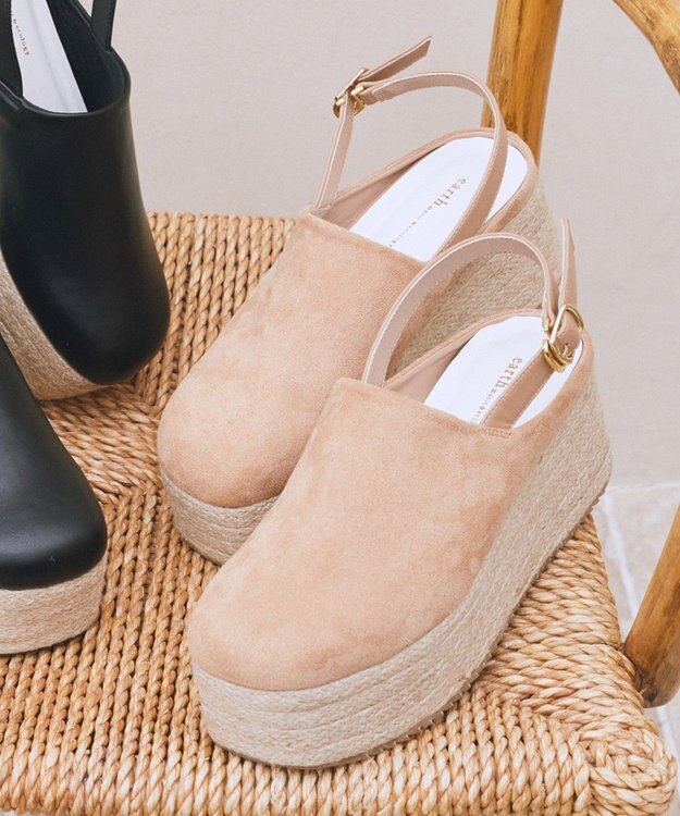 earth music&ecology 厚底ジュートサンダル Beige