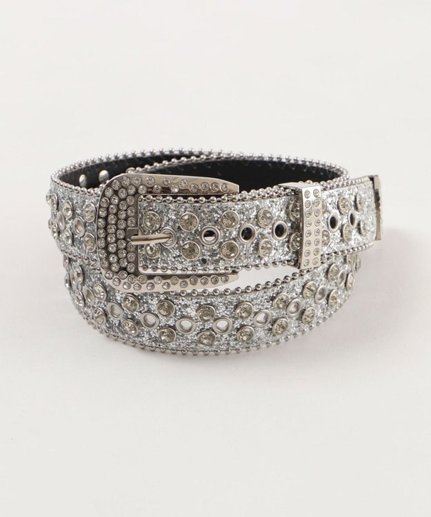 WEGO Lビジューバックルラメスタッズベルト シルバー