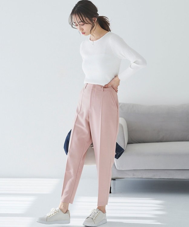 ANY SIS S 【洗える】褒めらレディテーパード パンツ 【WEB・一部店舗限定】ピンク