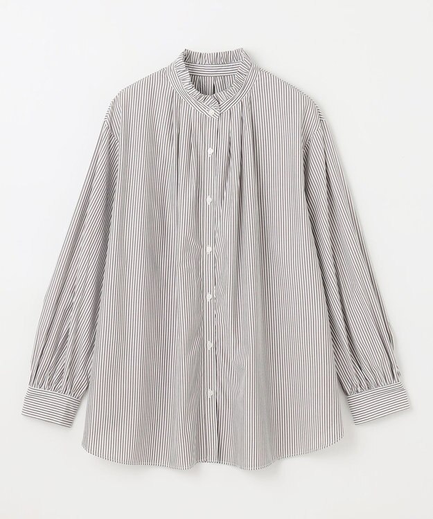 ANY スタンドネックブラウス ブラウンロンスト