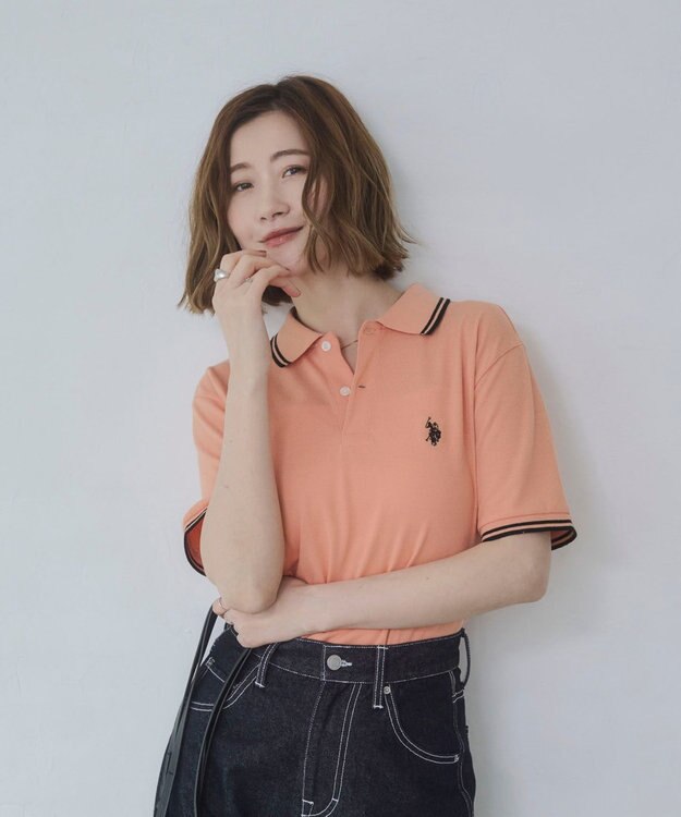 WEGO 【26年春夏新カラー登場/ユニセックス着用ITEM/SMLサイズ展開】U.S. POLO ASSN.別注ラインポロシャツ オレンジ