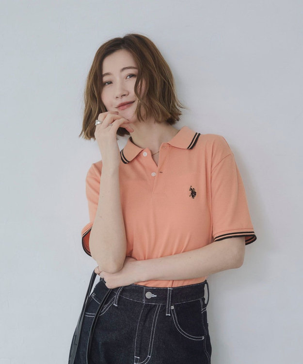 WEGO 【26年春夏新カラー登場/ユニセックス着用ITEM/SMLサイズ展開】U.S. POLO ASSN.別注ラインポロシャツ オレンジ