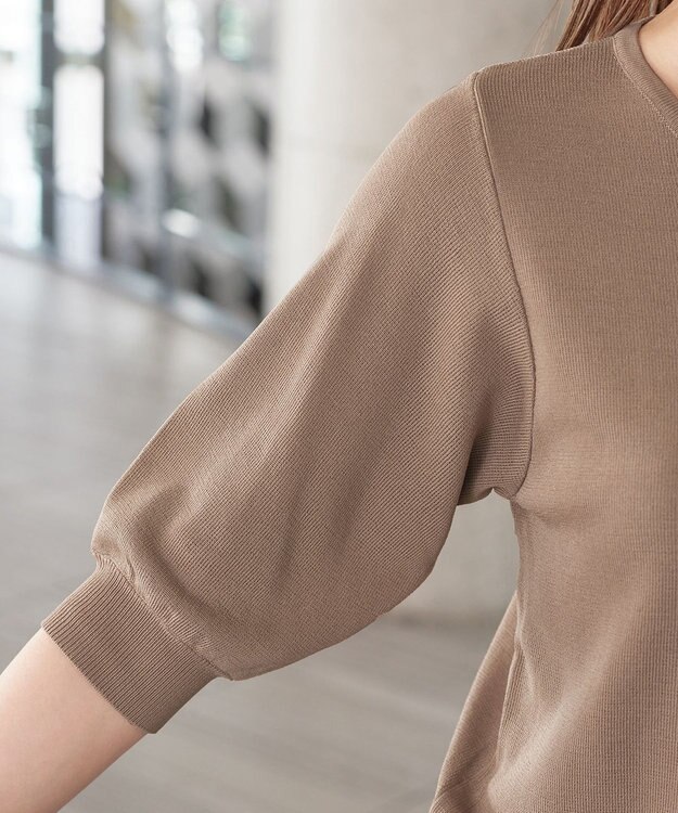 Tiaclasse  【洗える】ハーフスリーブサマーニットカーディガン モカ