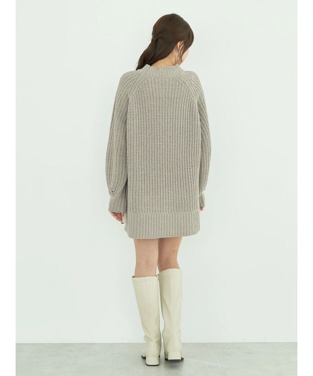 earth music&ecology マットモール片畦チュニック Gray Beige