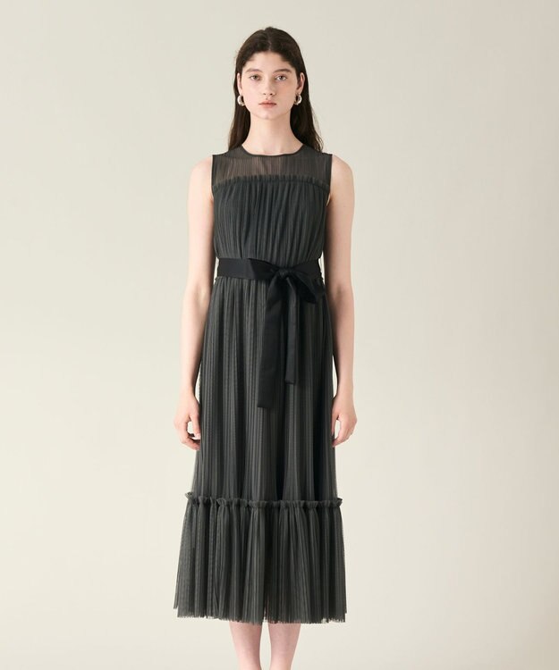 GRACE CONTINENTAL プリーツロングドレス グレー