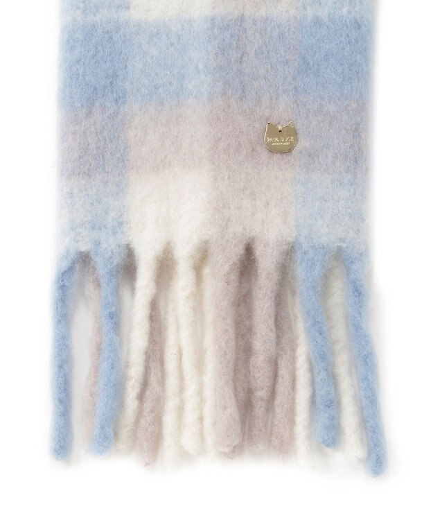 MOONBAT PAUL&JOE ACCESSOIRES(ポール&ジョー) ボリュームマフラー ブロックチェック サックスブルー