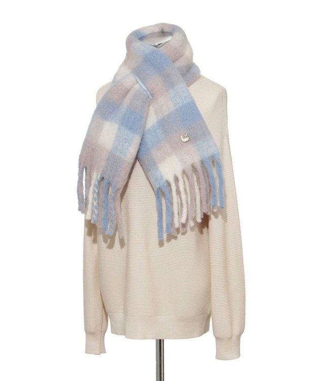 MOONBAT PAUL&JOE ACCESSOIRES(ポール&ジョー) ボリュームマフラー ブロックチェック サックスブルー