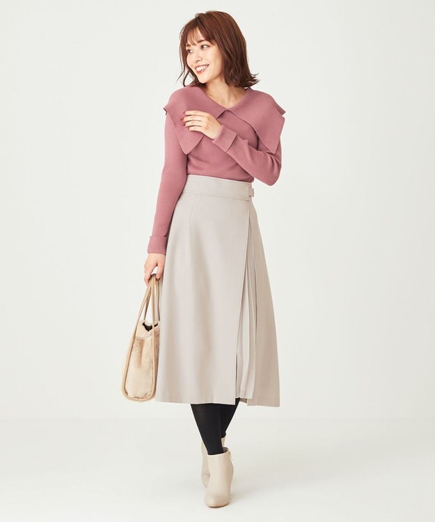 ANY SIS 【洗える】パール調ポイントツイル スカート 【WEB・一部店舗限定】 アイボリーベージュ