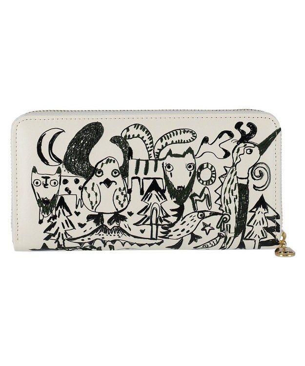 tsumori chisato CARRY ムーンライトアニマル ラウンドファスナー長財布 ブラック