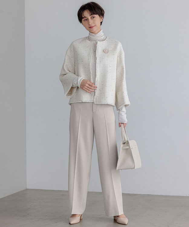 23区 L 【VERY3月号掲載/セットアップ対応】トリアセダブルジョーゼット フルレングス パンツ ベージュ系