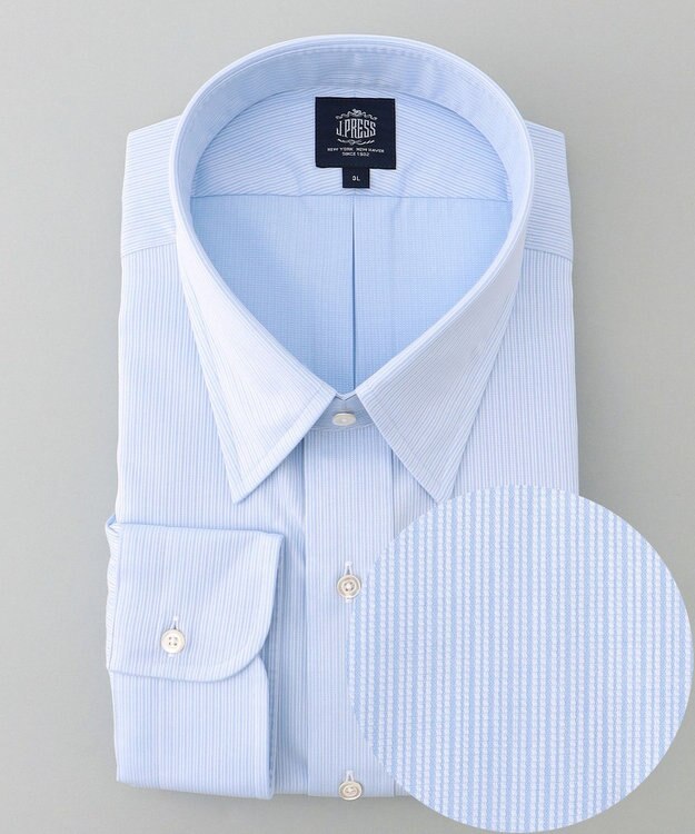 J.PRESS MEN 【KING SIZE】【PREMIUM PLEATS / 形態安定】スーピマコットンドビーストライプ シャツ/レギュラーカラー サックスブルー系1