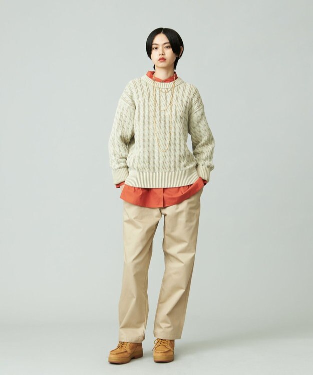 J.PRESS YORK STREET 【UNISEX】ピグメントコットン ケーブルニット ベージュ系