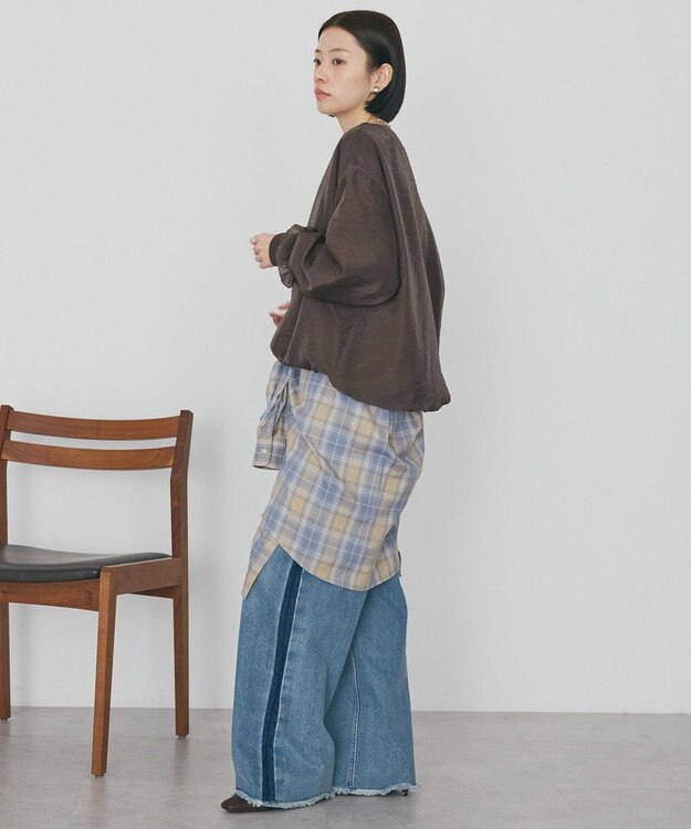 AMERICAN HOLIC オーガンジーレイヤードスウェットプルオーバー Brown