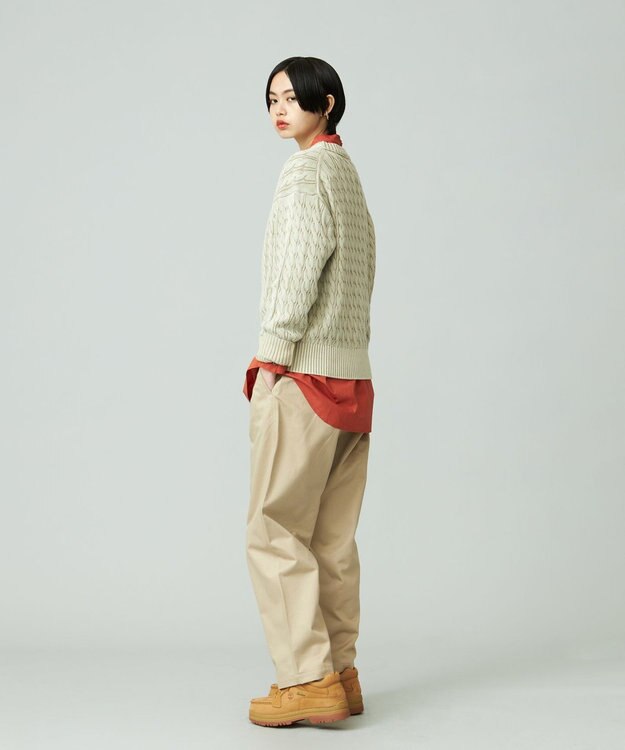 J.PRESS YORK STREET 【UNISEX】ピグメントコットン ケーブルニット ベージュ系