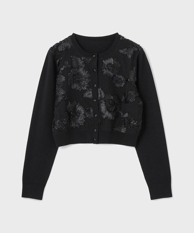 GRACE CONTINENTAL サテンコードニットカーディガン ブラック