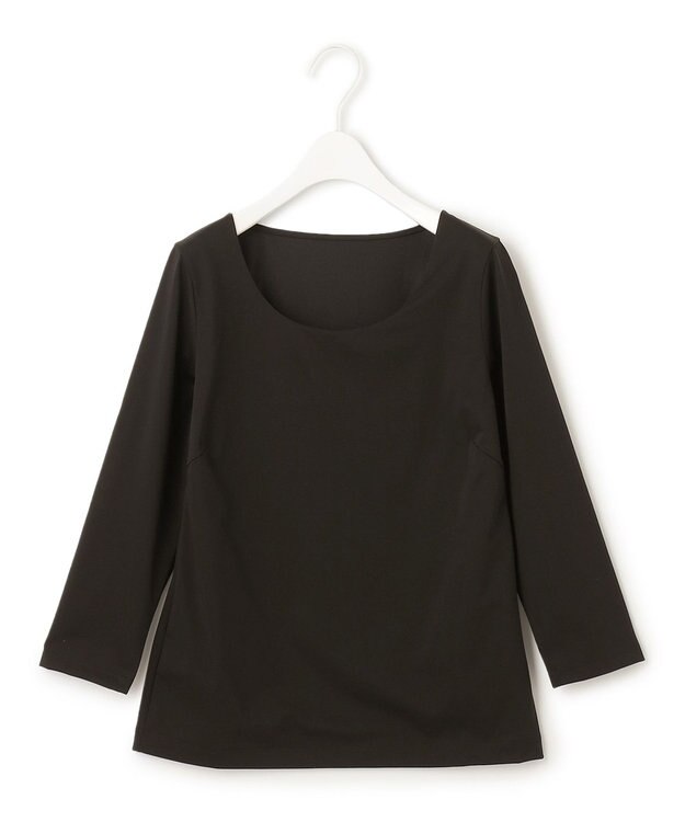 ICB 【洗える】 スーペリアジャージー Uネックカットソー ブラック系