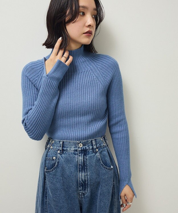 Green Parks ・Ｐｅｔｉｔ　Ｆｌｅｕｒ　ボトルネックリブニット Blue