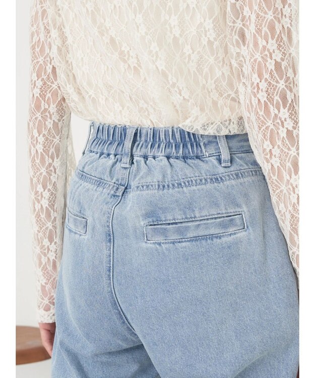 earth music&ecology フロントポケットフレアデニム Light Indigo