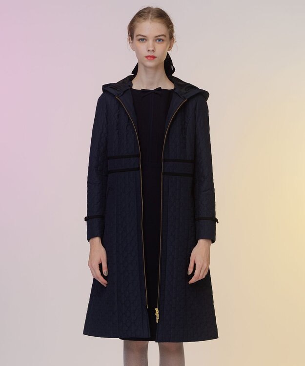 TOCCA LAURA キルティングロングコート ネイビー系