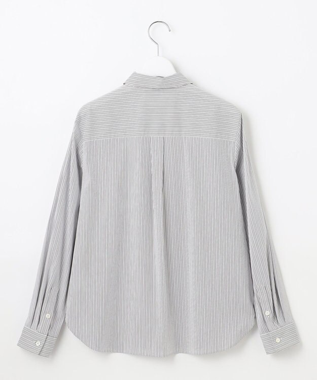 J.PRESS LADIES L 【洗える】BEZ ドビーストライプ シャツカラー ブラウス ネイビー×ピンクストライプ系