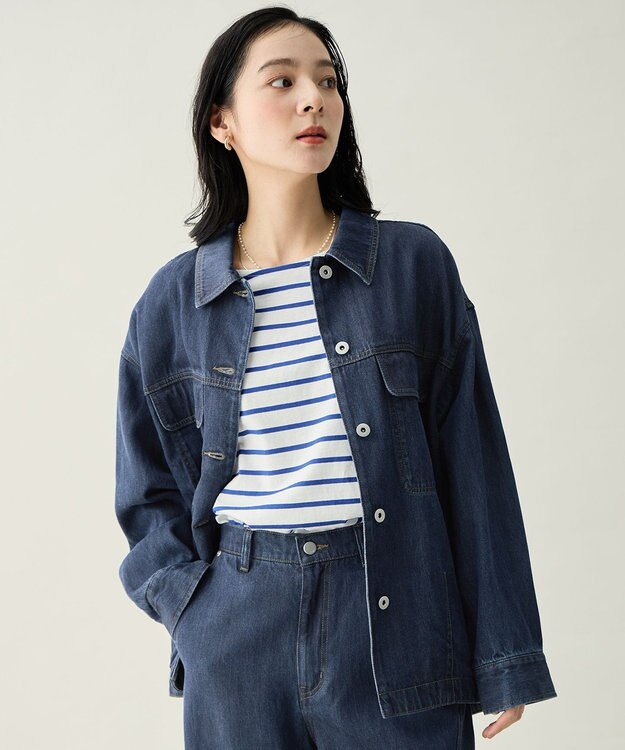 ANY L ミディデニムジャケット インディゴ