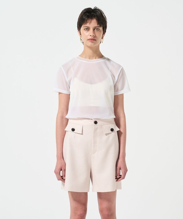 GRACE CONTINENTAL リネンタッチハーフパンツ ベージュ