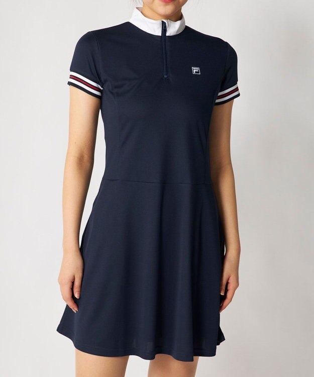 FILA GOLF／marie claire 【FILA GOLF】ハーフジッププリーツワンピース ネイビー