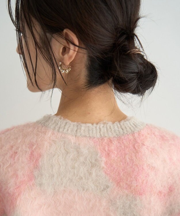 YECCA VECCA フラワー柄シャギーニット Pink