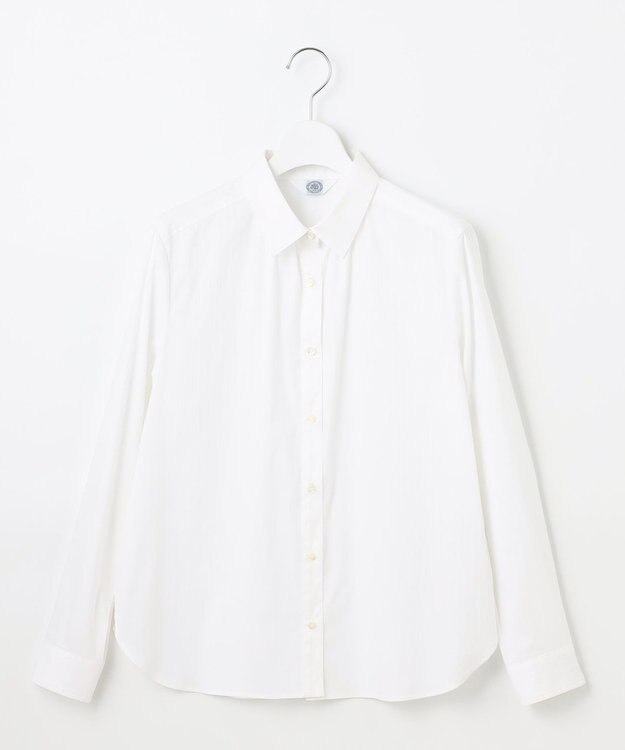 J.PRESS LADIES L 【洗える】BEZ ドビーストライプ シャツカラー ブラウス ホワイトストライプ系